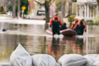 rescue workers in a boat
