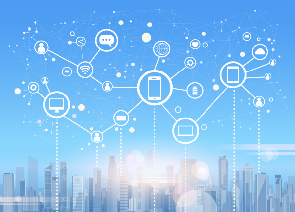 social_media_network_with_skyscraper_background